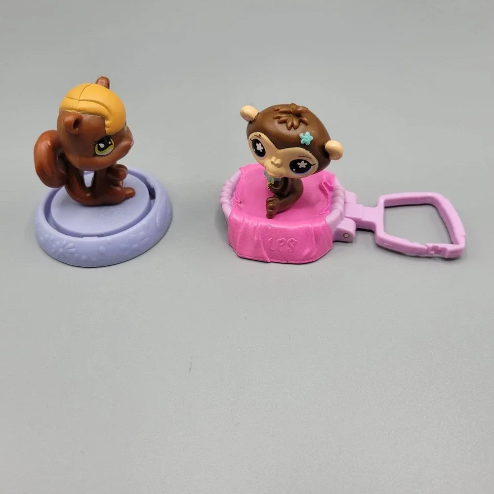 Littlest Pet Shop Animal Figures Brown Monkey Squirrel McDonalds Happy Meal Toy